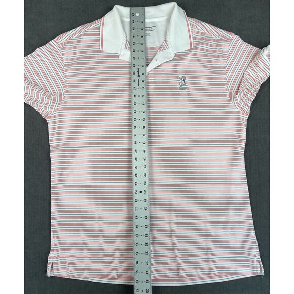 Cutter and Buck Polo Shirt Mens 2XL Red White Blue Striped Golf Americana DryTec - Picture 6 of 8